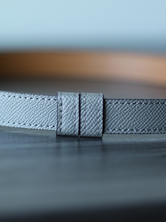 Vera Pelle Gray Leather Belt with Gold Tone Buckle main image 8